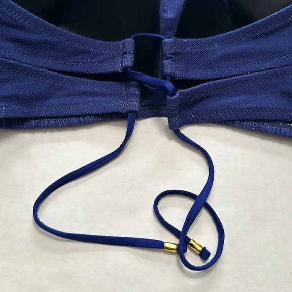 Trina Turk Ultramarine Rainbow Swirl Textured Bandeau Bikini Top Size 16W NWT - Picture 5 of 8